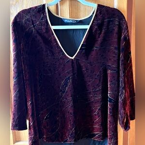 Deep burgundy silk and rayon top size M. made in england